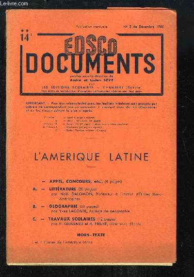 EDSCO Documents N14 : L'Amrique Latine.