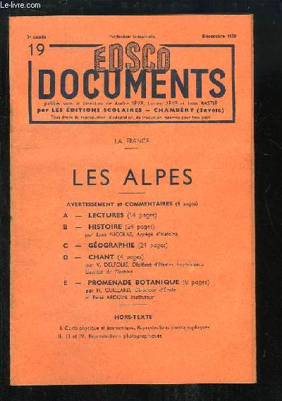 EDSCO Documents N19 - 3me anne : Les Alpes.
