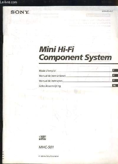 Mini Hi-Fi, Component System MHC-501 (Mode d'emploi en franais, espagnol, portugais et nerlandais)