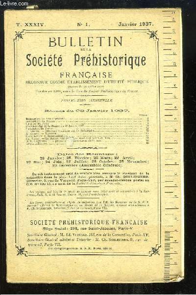 Bulletin de la Socit Prhistorique Franaise. N1 - Tome 34 : La station nolithique de Mont-Joly ...