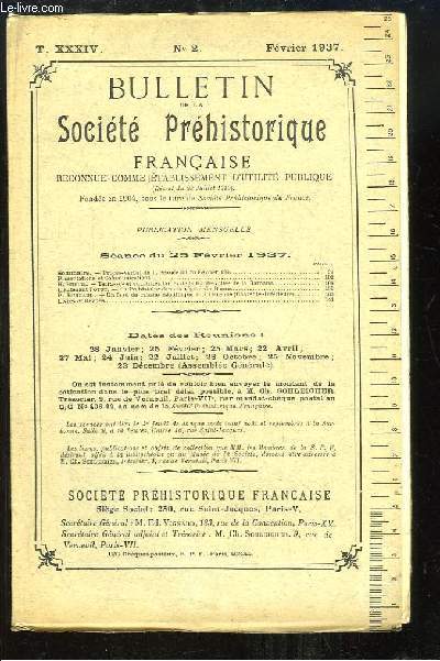 Bulletin de la Socit Prhistorique Franaise. N2 - Tome 34 : Terrasses et quartzites taills de la Haute-Valle de la Garonne - La Prhistoire dans la rgion de Damas ...