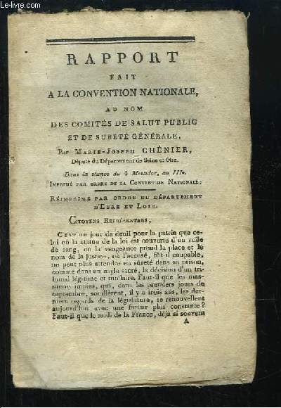 Rapport fait  la Convention Nationale au nom des Comits de Salut Public et de Sret gnrale, dans la sance du 6 Messidor 1795
