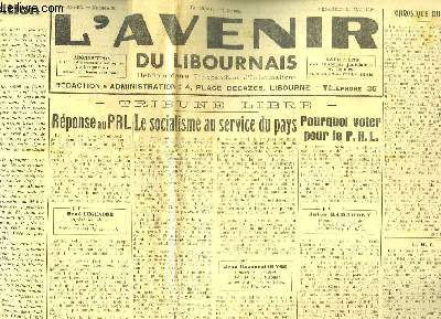 L'Avenir du Libournais, N36 - 1re anne : Le socialisme au service du pays