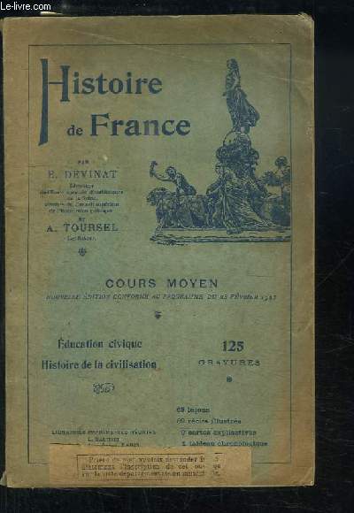 Histoire de France. Cours Moyen.