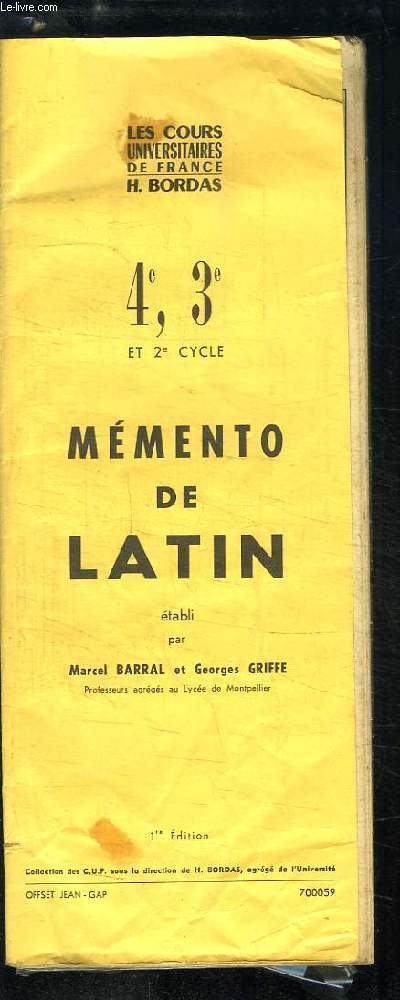 Mmento de Latin. 4e, 3e et 2e cycle.