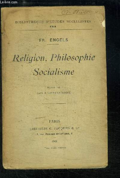 Religion, Philosophie. Socialisme.