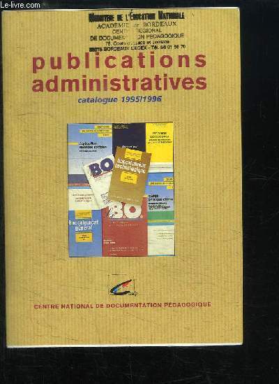 Publications administratives. Catalogue 1995 / 1996