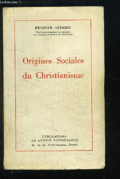 Origines Sociales du Christianisme