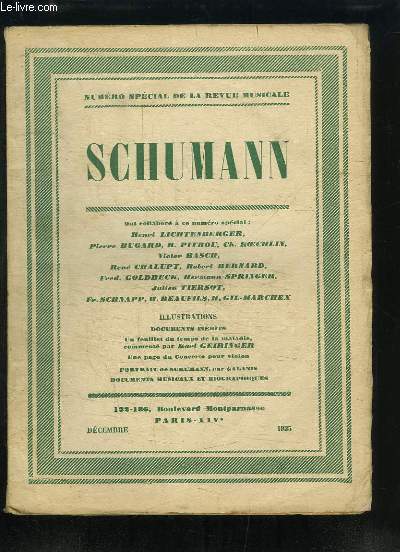 La Revue Musicale, numro spcial : Robert Schumann