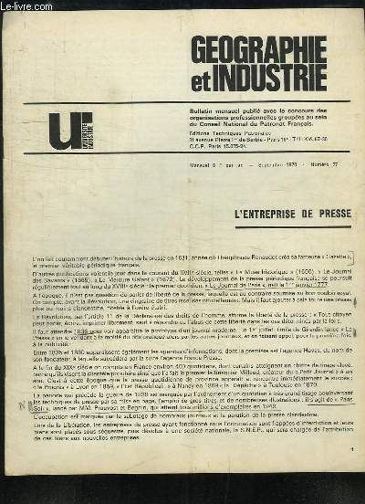 Gographie et Industrie N77 : L'entreprise de presse.
