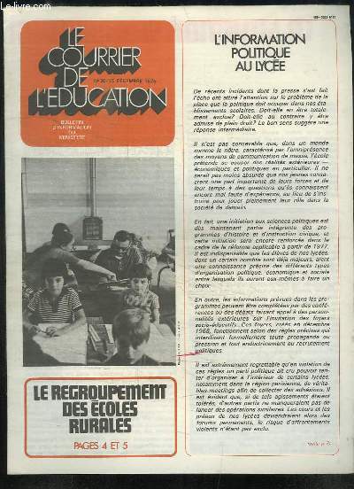 Le Courrier de l'Education N20 : Le regroupement des coles rurales.