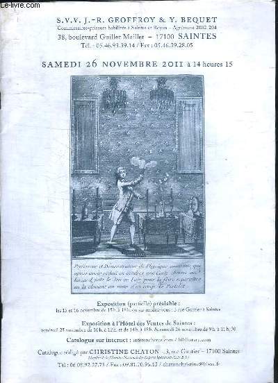 Catalogue de la Vente aux Enchres du 26 novembre 2011,  l'Htel des Ventes de Saintes