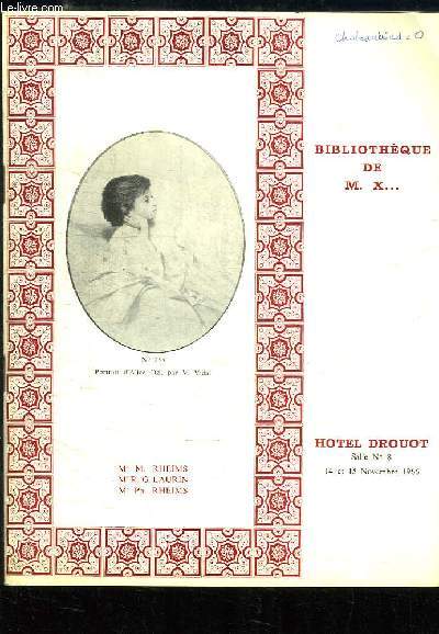 Bibliothque de M. X... Catalogue de la Vente aux Enchres des 14 et 15 novembre 1966  l'Htel Drouot. Autographes, Portraits et Souvenirs d'Alice OZI.