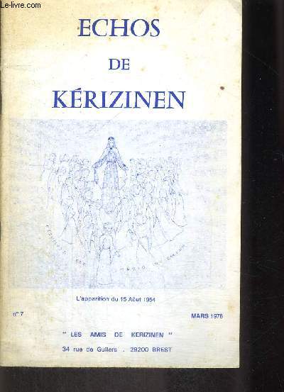 ECHOS DE KERIZINEN - L APPARITION DU 15 AOUT 1954 - MARS 1978 - N7