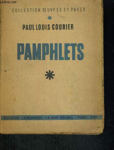 PAMPHLETS - COLLECTION OEUVRES ET PAGES