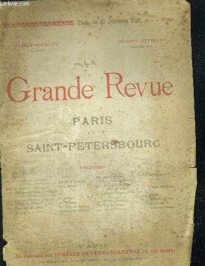 LA GRANDE REVUE - PARIS ET SAINT PETERSBOURG
