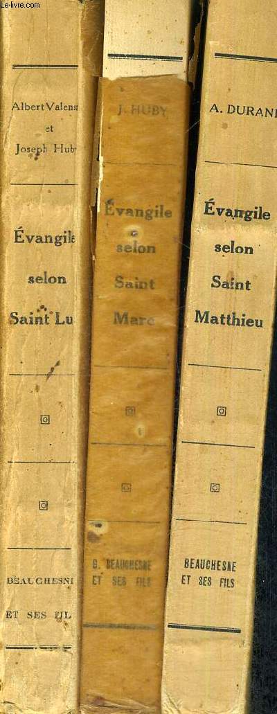 EVANGILE SELON SAINT MATTHIEU - EVANGILE SELON SAINT MARC - EVANGILE SELON SAINT LUC - 3 VOLUMES - TOMES 1 A 3