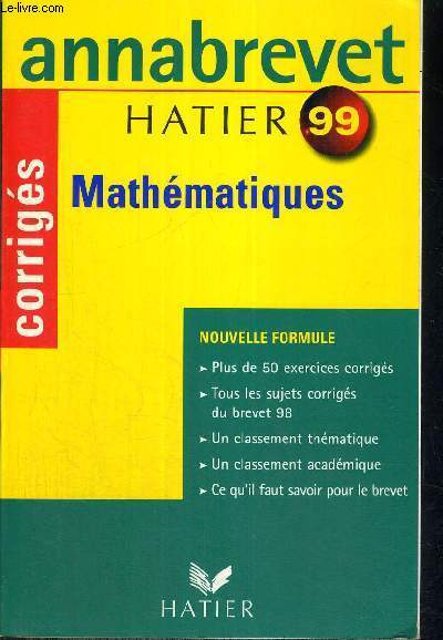 ANNABREVET - HATIER 99 - CORRIGES - MATHEMATIQUES