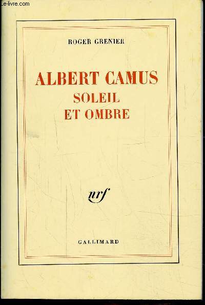 CAMUS ALBERT - SOLEIL ET OMBRE