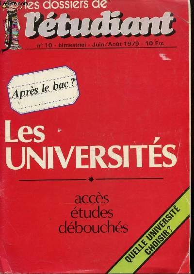 LES DOSSIERS DE L'ETUDIANT - N10 - JUIN/AOUT 1979