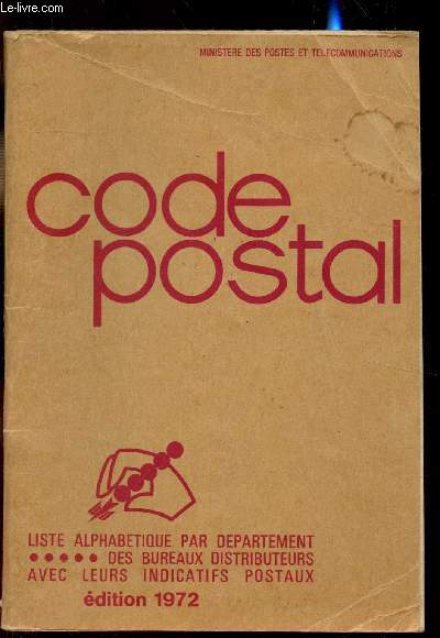Code Postal - Liste alphabtique par dpartement - Bureaux distribueurs avec indicatifs postaux - 1972