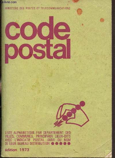 Code Postal - Liste alphabtique par dpartement des villes, communes, principaux lieux-dits avec l'indicatif postal suivi du nom de leur bureau distributeur