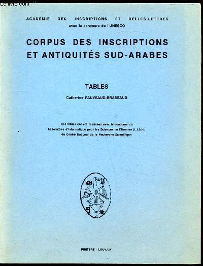 Corpus des inscriptions et antiquits Sur-Arabes -