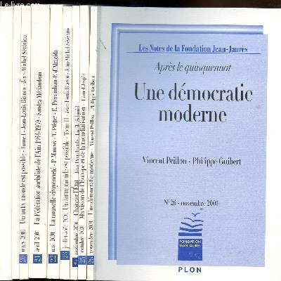 Les notes de la fondation Jean-Jaurs - Histoire et mmoire - 9 numros - Anne 2001 -