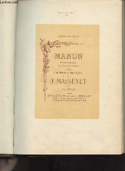 Manon - Opra comique en 5 actes et 6 tableaux
