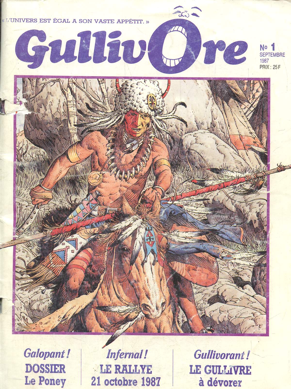 Gullivore N 1, septembre 1997 - L'indien et son mustang- Dessiner le cheval- Les chroniques de gullivore.