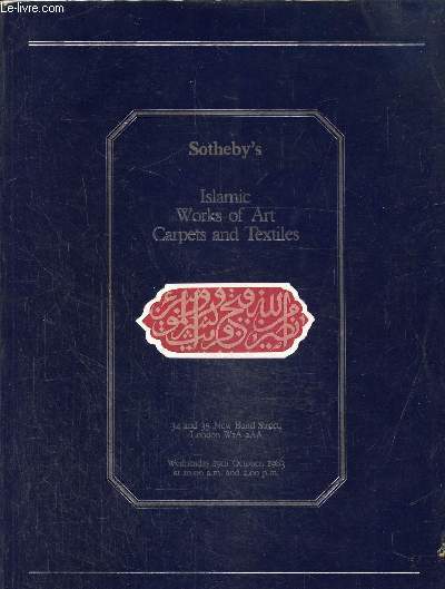 Islamic works of art carpets and textiles 19/10/1983- Catalogue de vente aux enchres