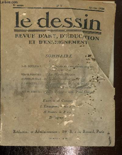 Le dessin -Revue d'art ,d'ducation et d'enseignement N3, 9e anne, fvrier 1938- Le muse Magnin-L'art lyonnais...