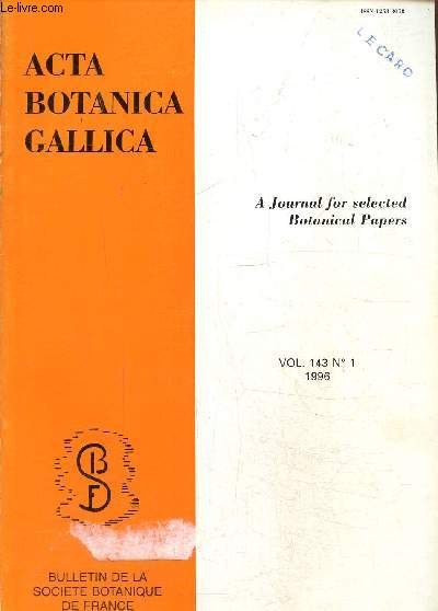 Acta Botanica Gallica- Socit botanique de France -Vol. 143 N 1-1996-