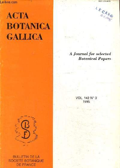 Acta Botanica Gallica- Socit botanique de France -Vol 142 N 3-1995- Mtabolisme et role des polyamines dans le developpement de la plante.