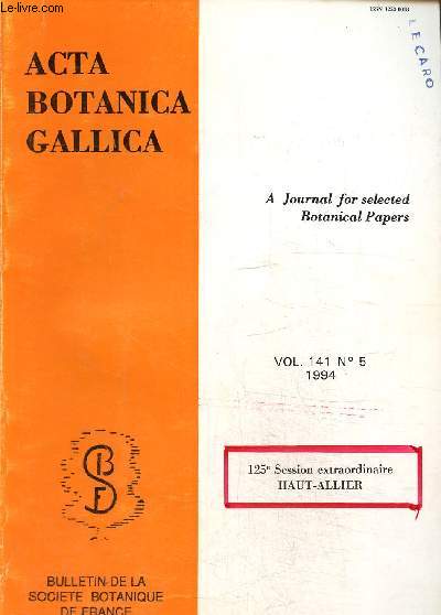 Acta Botanica Gallica- Socit botanique de France -Vol 141 N 5- 1994