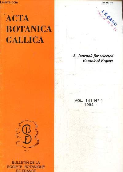 Acta Botanica Gallica- Socit botanique de France -Vol. 141 N 1- 1994