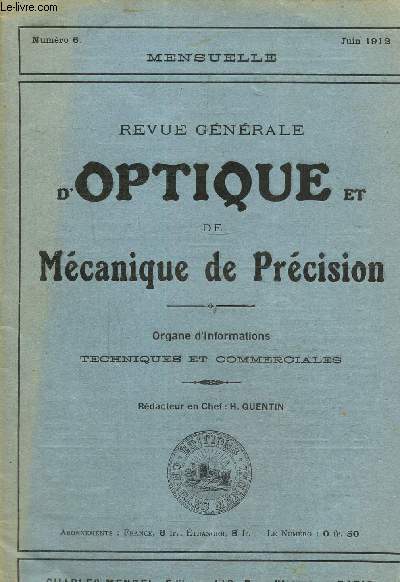 Revue gnrale d'optique et de mcanique de prcision N 6, juin 1912-