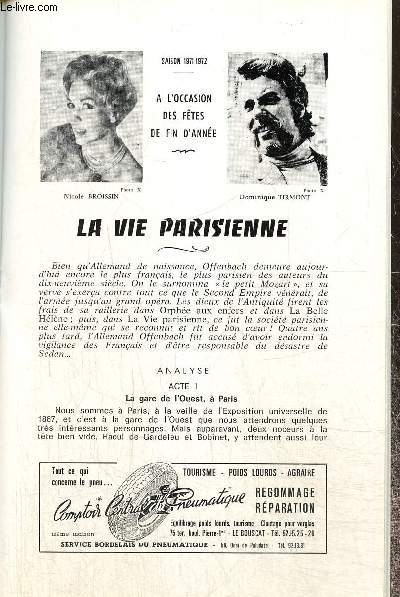 Grand-Thtre, programme officiel - Saison 1971-1972,  l'occasion des ftes de fin d'anne : La Vie Parisienne