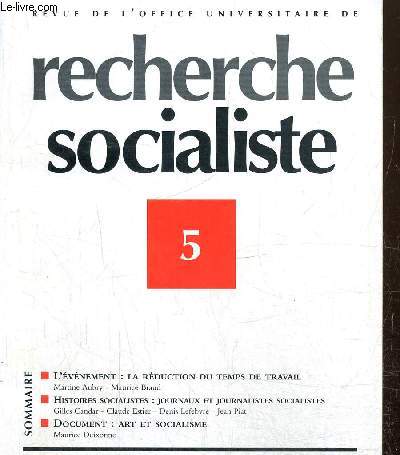 Revue de l'office universitaire de Recherche Socialiste, n5 (dcembre 1998), supplment  