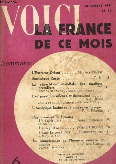 Voici la France de ce moi, n19 (septembre 1941)
