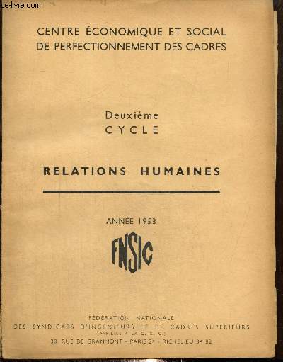 Deuxime cycle - Relations humaines