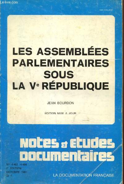 Les Assembles parlementaires sous la Ve Rpublique (Collection 