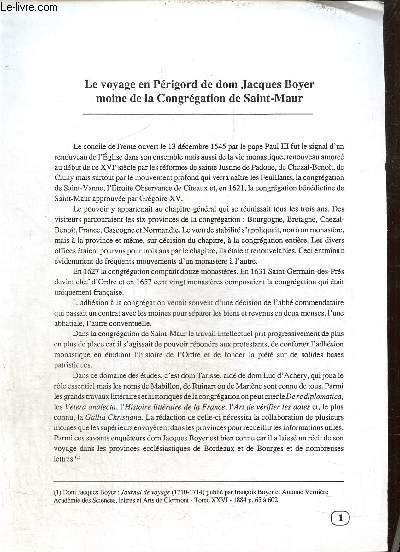 Le voyage en Prigord de dom Jacques Boyer moine de la Congrgation de Saint-Maur / Dom Tassin : Histoire littraire de la congrgation de Saint-Maur