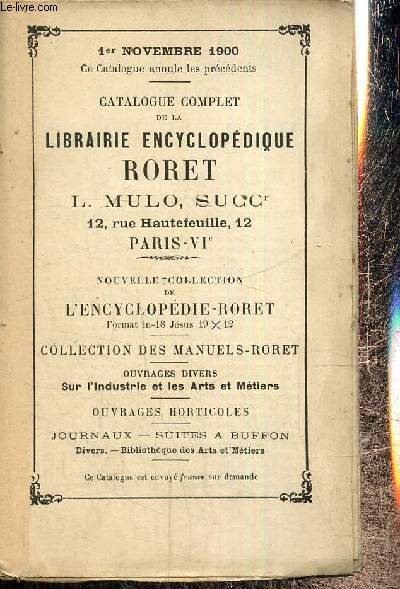 Catalogue complet de la librairie encyclopdique Roret