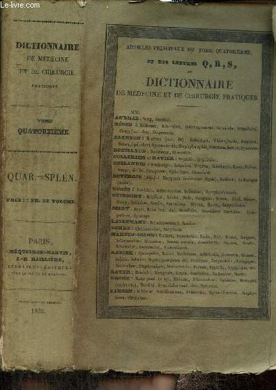 Dictionnaire de mdecine et de chirurgie pratiques, tome XIV : QUAR-SPLEN