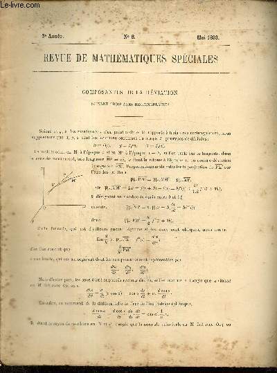 Revue de Mathmatiques Spciales, 3e anne, n8 (mai 1893)