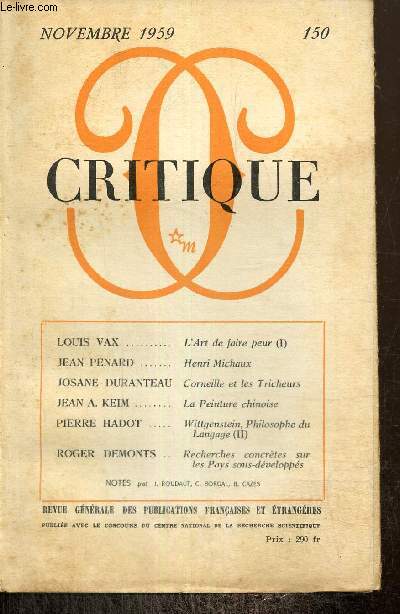 Critique, n150 (novembre 1959) :