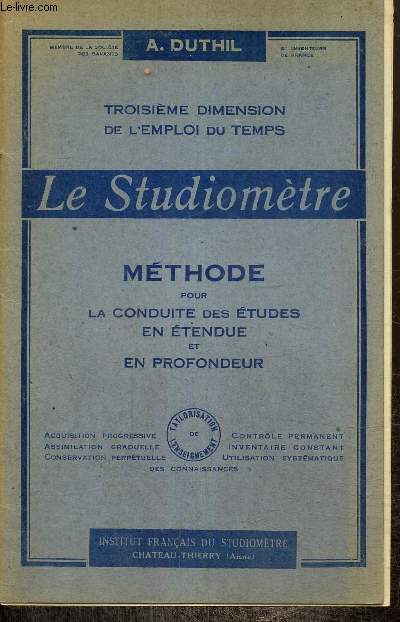 Le Studiomtre - Mthode pour la conduite des tudes en tendue et en profondeur