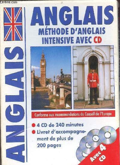 Anglais mthode d'anglais intensive avec cd - Conforme aux recommandations du Conseil de l'Europe - 4 cd de 240 minutes + livret d'accompagnement.