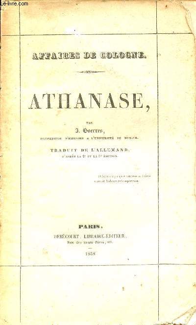 Affaires de Cologne - Athanase.